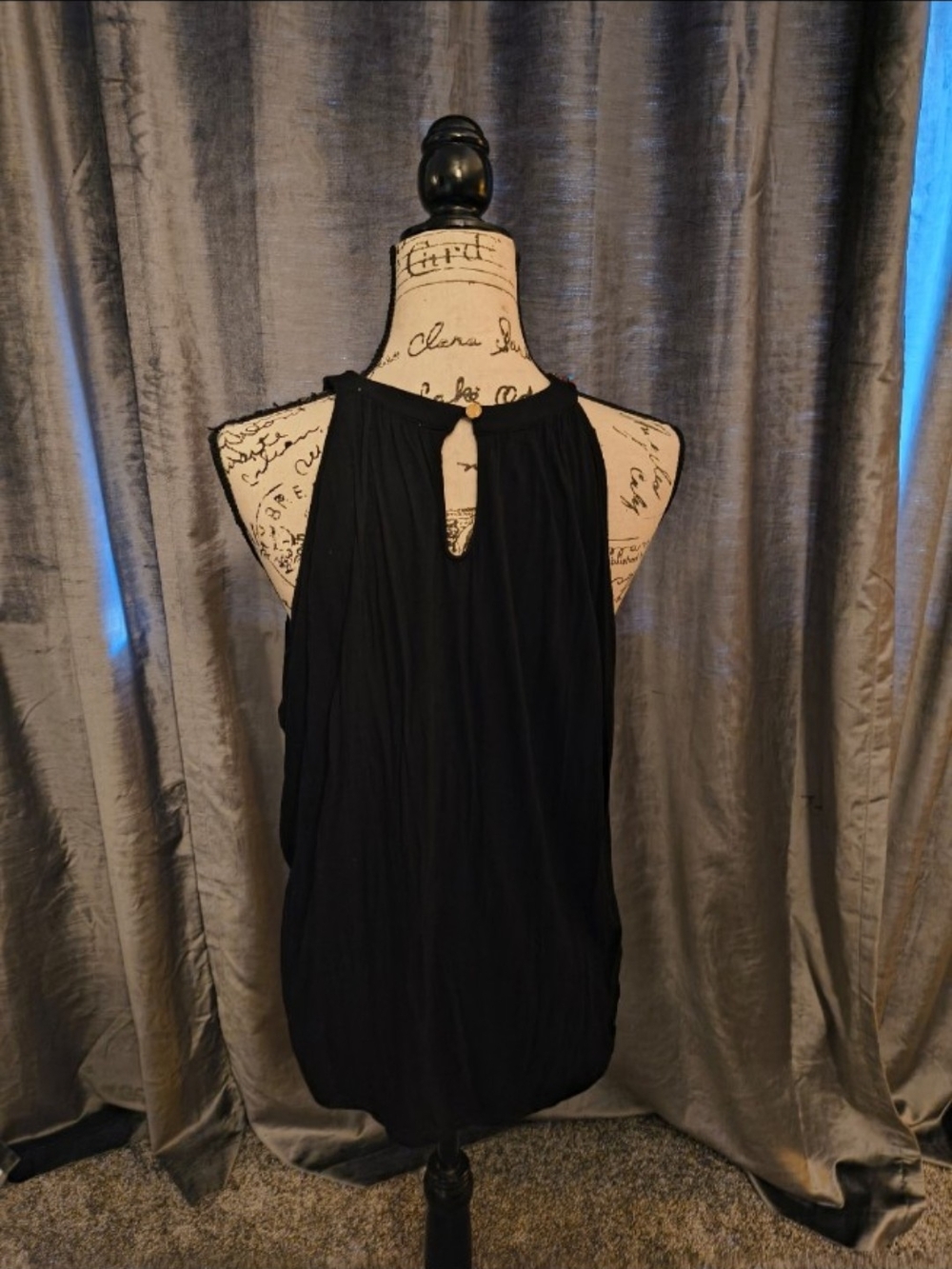 MICHAEL Michael Kors Black Halter Top with Multicolor Beaded Neckline - Picture 2 of 4